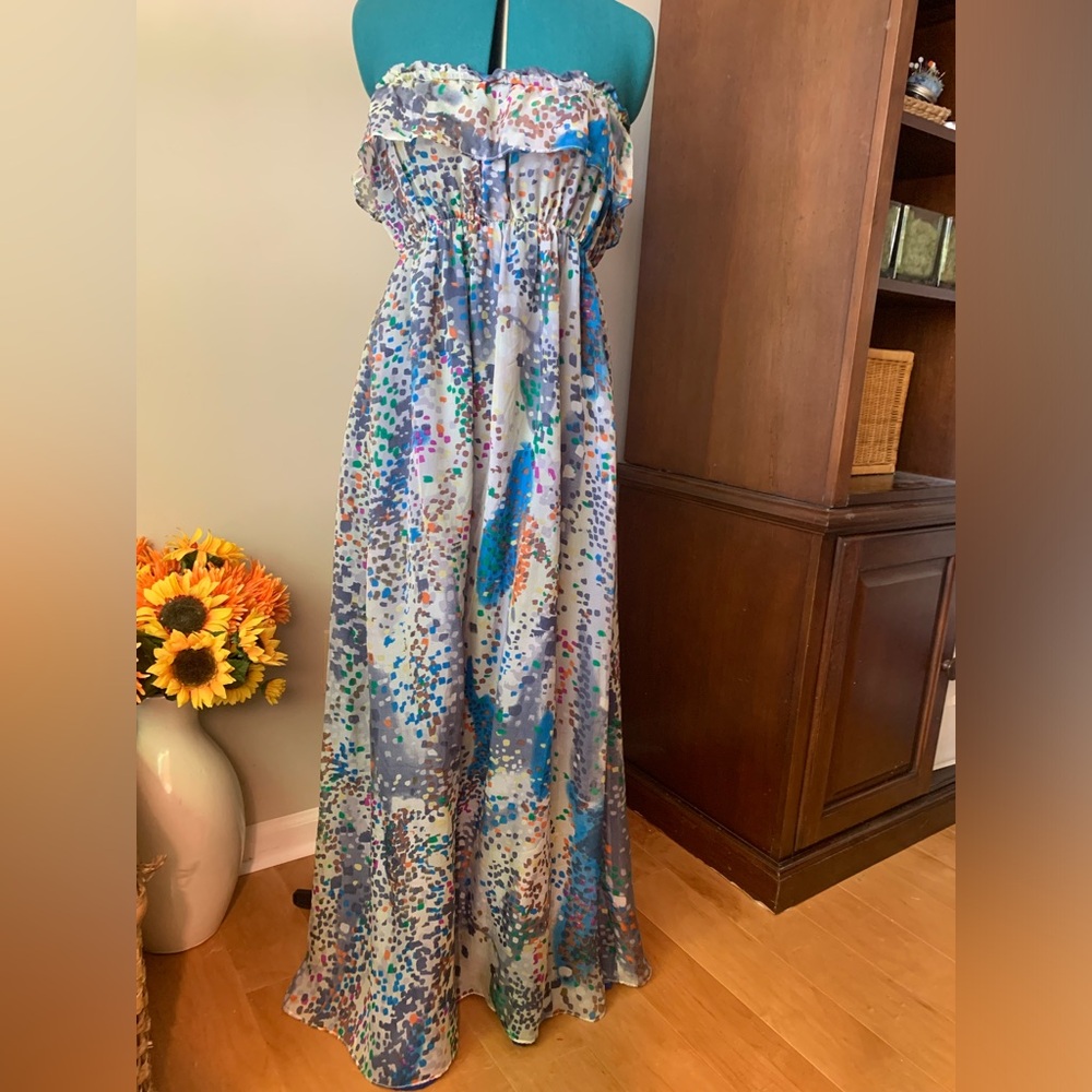 Ark & Co Silk Maxi Dress Strapless Pockets